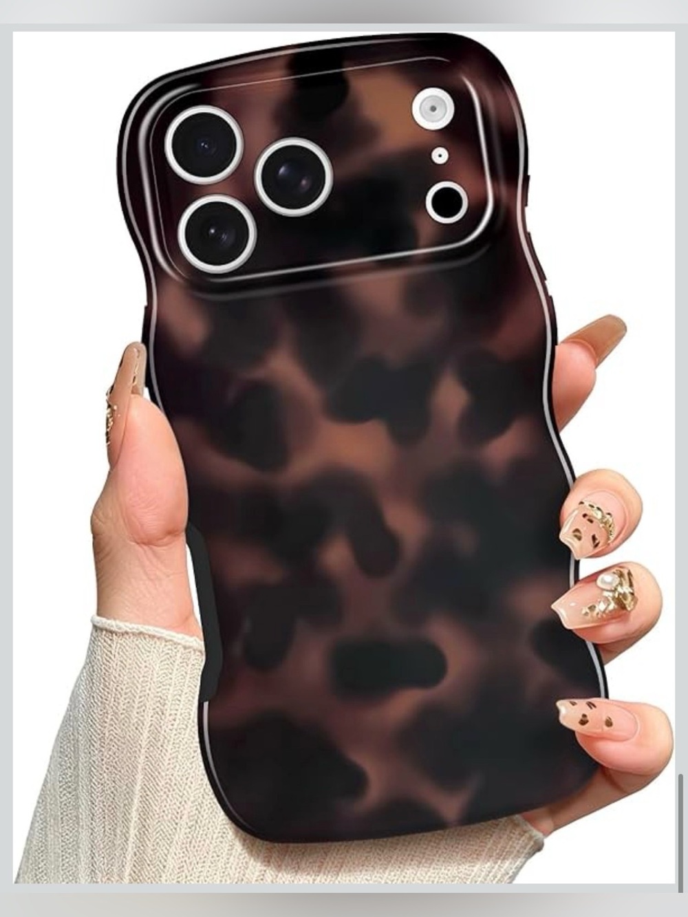 Stylish Brown Tortoiseshell IPhone 17 Pro Max Case - Fits Popular Cell Phones